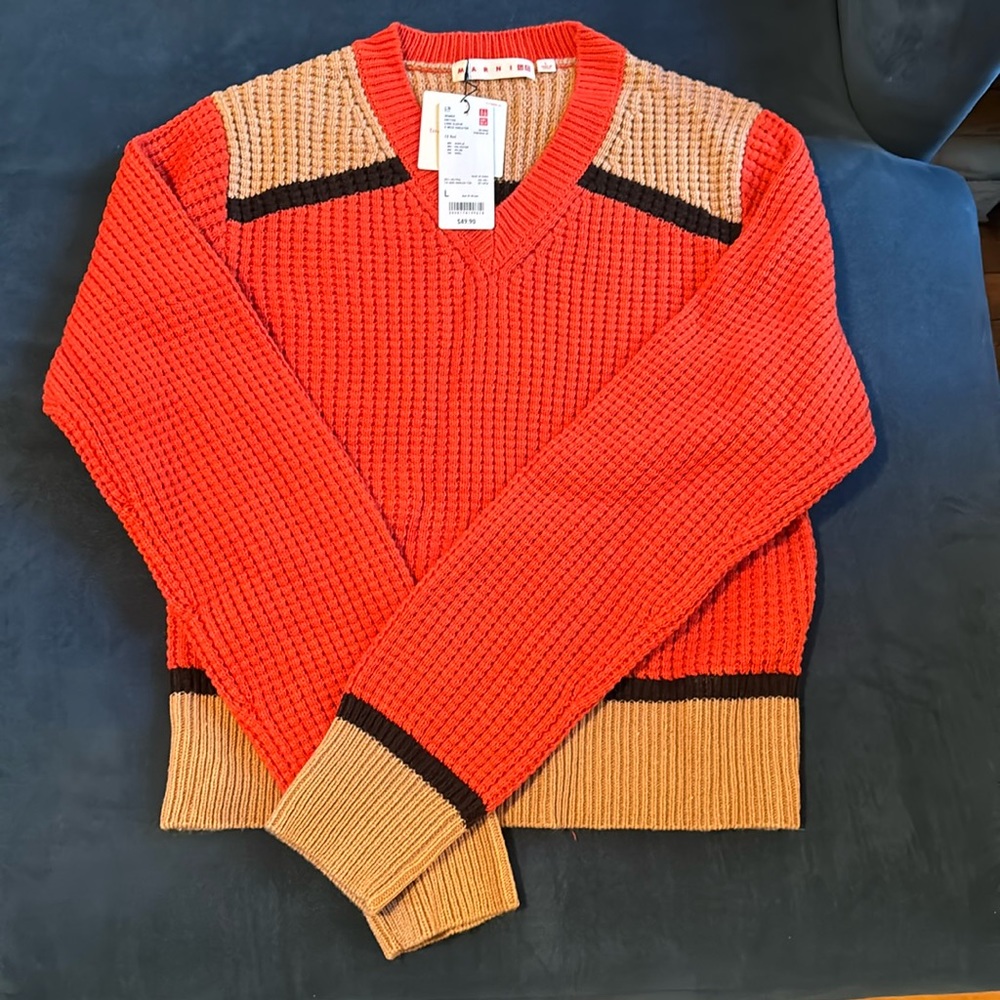 Uniqlo x Marni sweater in orange/red